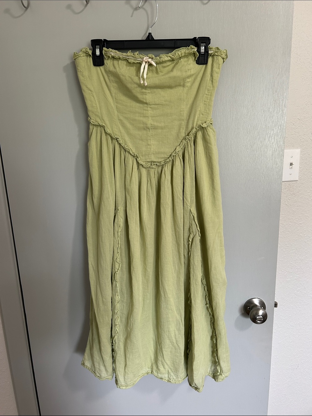 Light Green Strapless Midi Dress Kimchi Blue Size S Boho Fairy Rennaisance